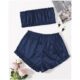 Blue Hot Sexy Silk Ladies Sleep Wear Night Dress Frill Trim Tube Top and Shorts Set