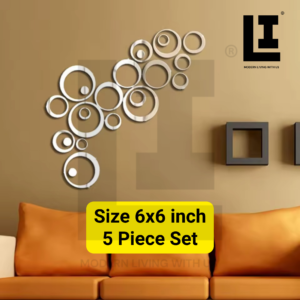 LIFEINNO | Modern Circular Acrylic Mirror Wall Art | Acrylic Mirror Decorative Wall Design | Home Wall Decoration | Silver