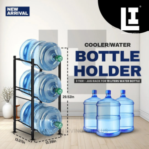 LIFEINNO Premium 3-Tier Water Bottle Organizer – Heavy Duty 19 Liter Mineral Water Jug Storage Rack for Kitchen & Office