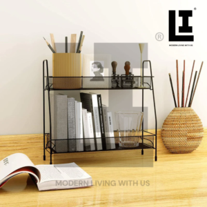 LIFEINNO | Premium 2-Layer Multipurpose Metal Mesh Organizer Rack Desk Storage Shelf for Kitchen Bathroom and Cosmetics