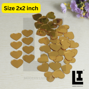 LIFEINNO | Heart Shape Acrylic Mirror Decal | Decorative Acrylic Mirror Wall Sticker | Home Wall Decoration | Golden