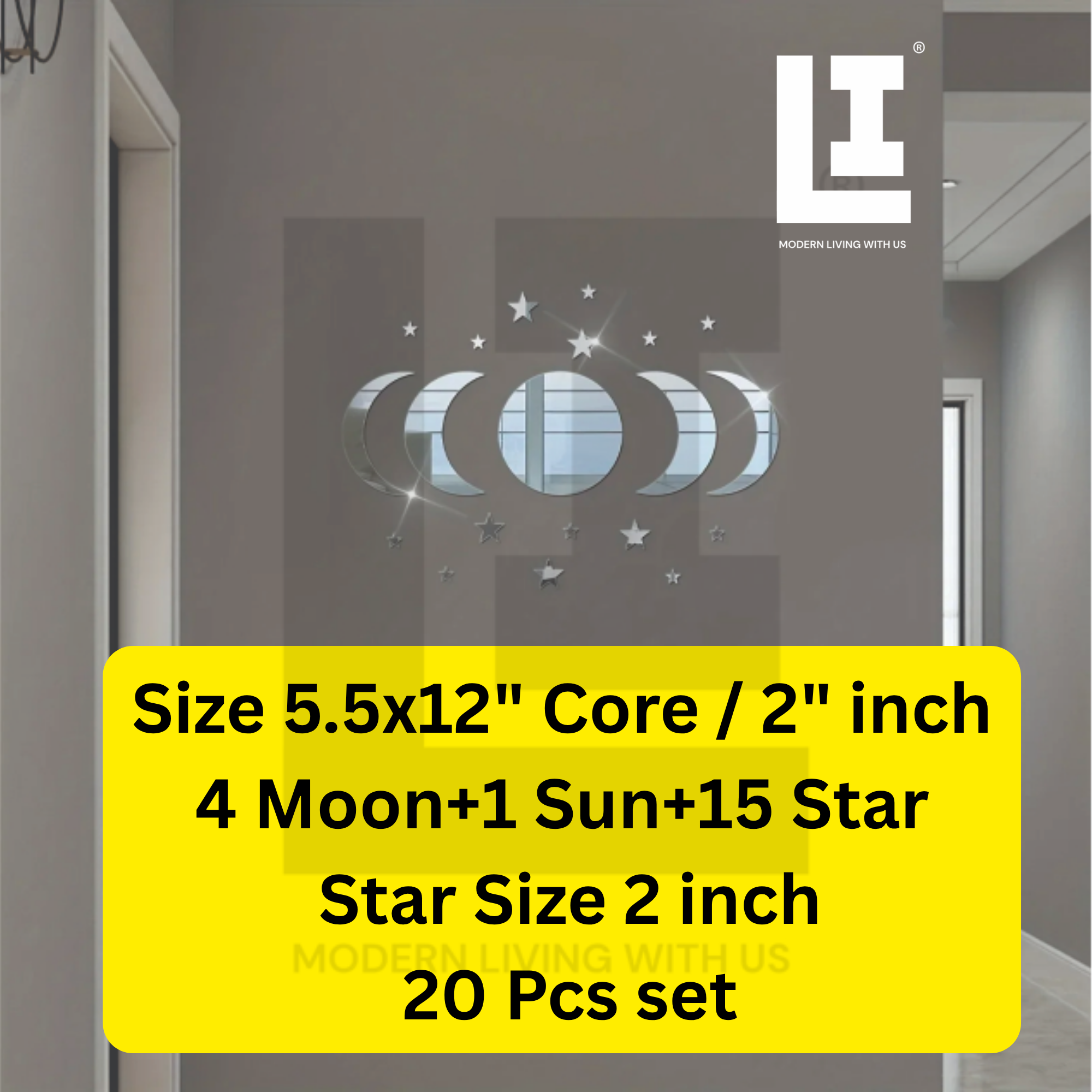 17d75d2badfcd6cb68eb48438a71229a.png LIFEINNO | Celestial Moon Sun & Stars Acrylic Mirror Wall Art Set