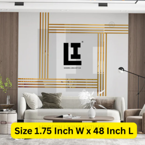 LIFEINNO | Premium Straight Patti Acrylic Mirror Border Strip | Extra Wide Decorative Wall Border Trim | Home Interior Design Strip | Golden
