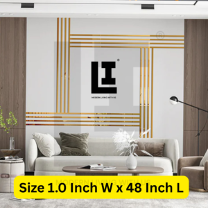 LIFEINNO | Premium Straight Patti Acrylic Mirror Border Strip | Decorative Wall Border Trim | Home Interior Design Strip | Golden