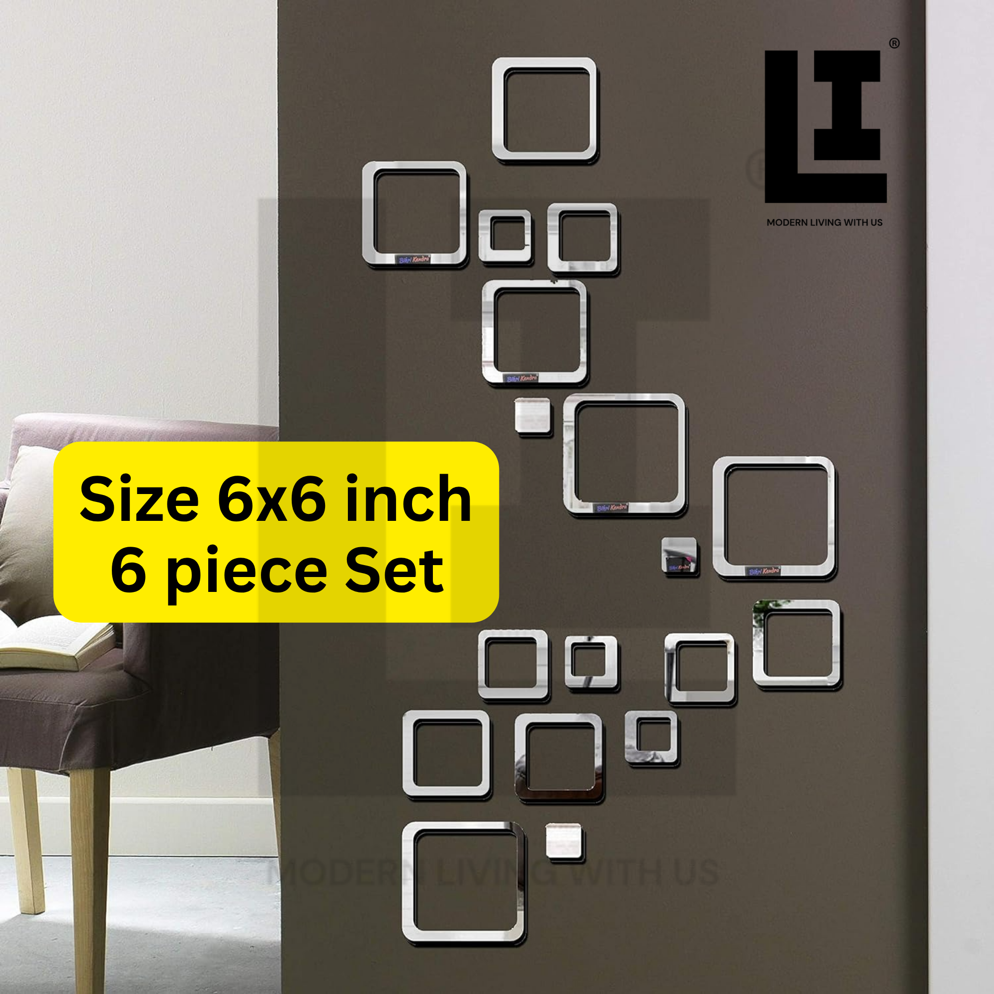 23aa58f4861c151a4b7e7b67e7d1a139.png LIFEINNO | Geometric Square Acrylic Mirror Wall Art | Acrylic Mirror