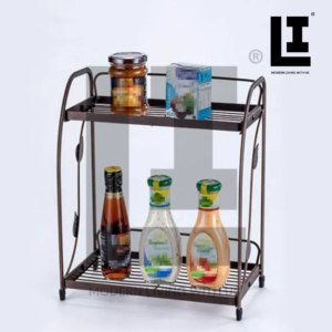 LIFEINNO | Premium 2-Tier Steel Kitchen Spice Rack Multi-Function Storage Organizer Bronze