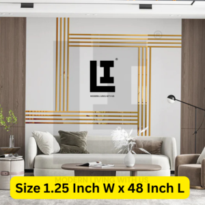 LIFEINNO | Premium Straight Patti Acrylic Mirror Border Strip | Decorative Wall Border Trim | Home Interior Design Strip | Golden