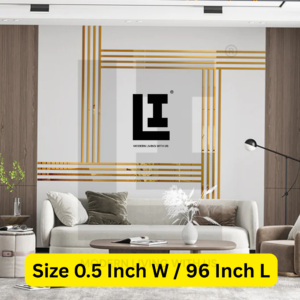 LIFEINNO | Premium Straight Patti Acrylic Mirror Border Strip | Decorative Wall Border Strip | Home Wall & Interior Design Trim | Silver