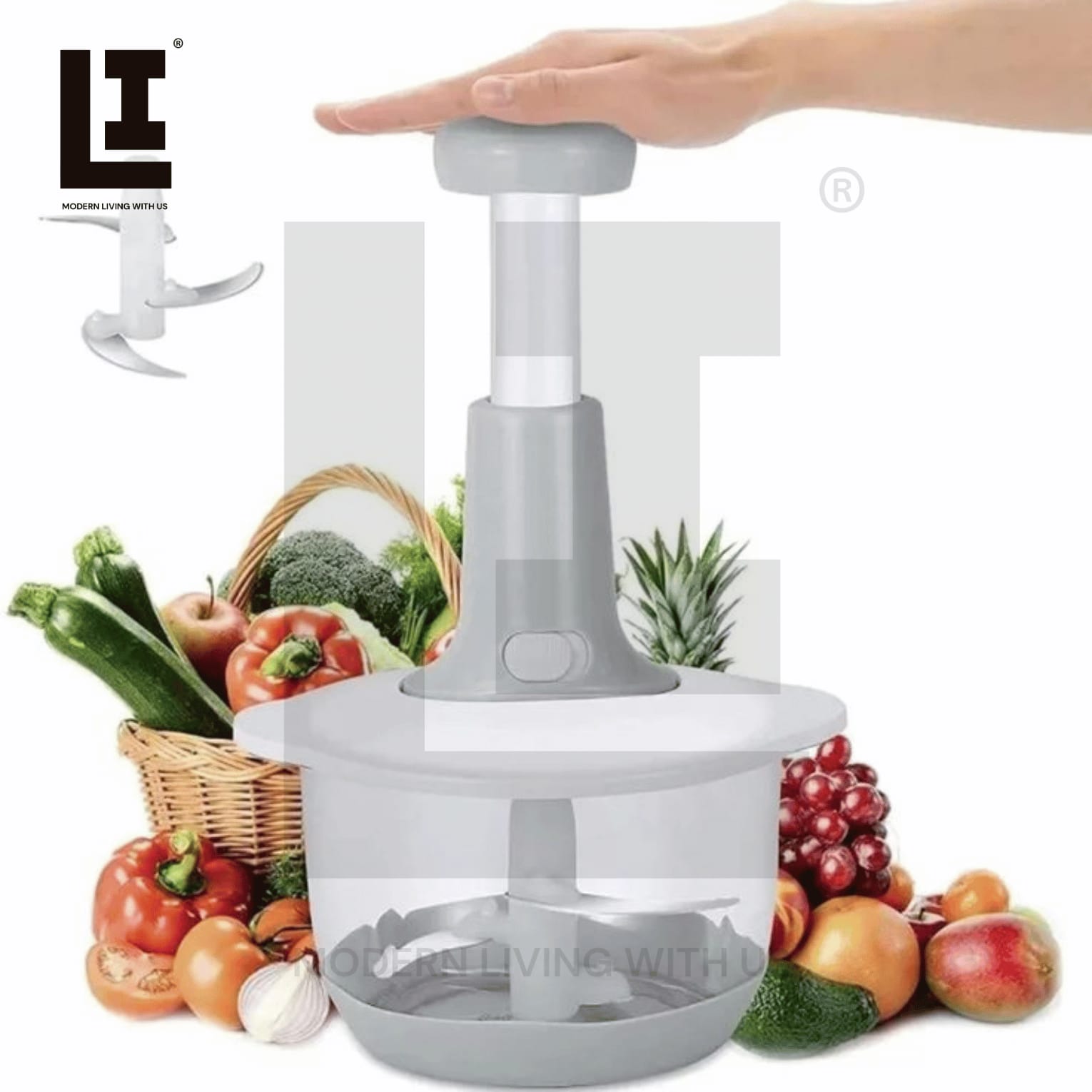 LIFEINNO | Manual Food Chopper – Hand Push Vegetable & Onion Chopper