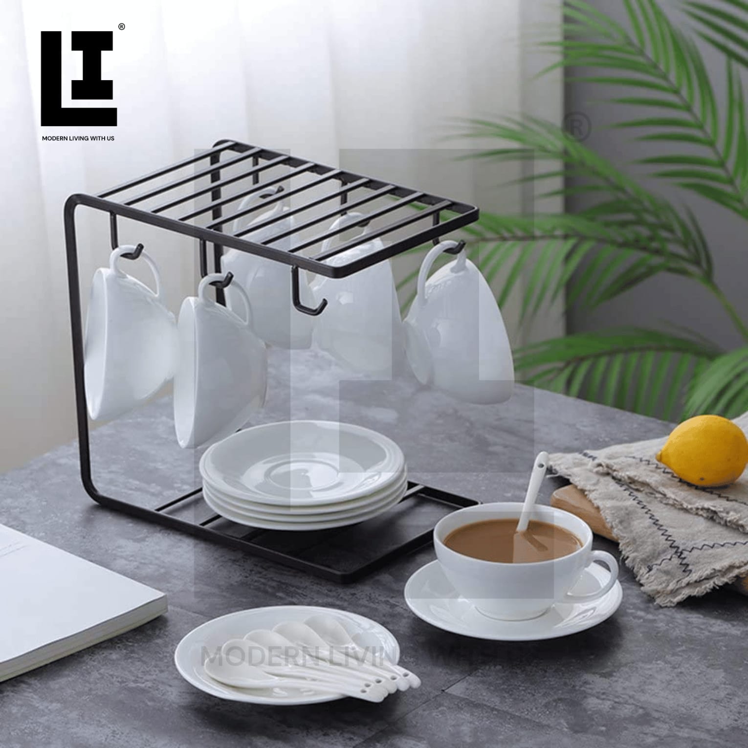 LIFEINNO | Home & Lifestyle 6-Hooks Iron Coffee Rack Organizer