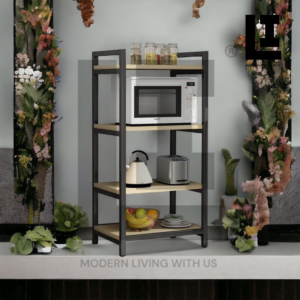 LIFEINNO | Multipurpose 4 Tier Microwave Stand Heavy Duty Wooden Kitchen Storage Rack and Pantry Organizer