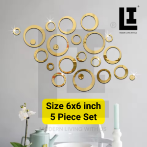 LIFEINNO | Modern Circular Acrylic Mirror Wall Art | Acrylic Mirror Decorative Wall Design | Home Wall Decoration | Golden