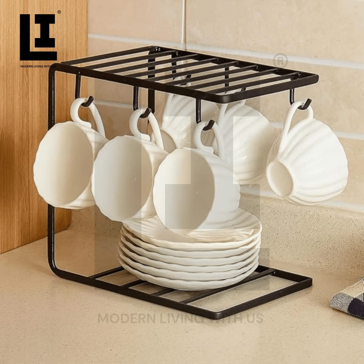 LIFEINNO | Home & Lifestyle 6-Hooks Iron Coffee Rack Organizer