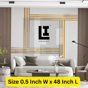 LIFEINNO | Premium Straight Patti Acrylic Mirror Border Strip | Decorative Wall Border Trim | Home Interior Design Strip | Golden