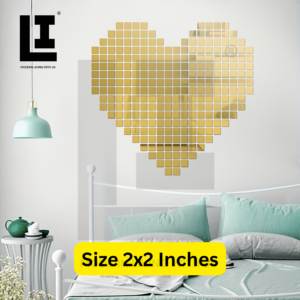 LIFEINNO | Mini Square Acrylic Mirror Wall Decal | Reflective Gold Wall Sticker | Home & Interior Decoration | Gold
