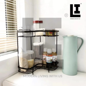 LIFEINNO | Premium 2-Tier Corner Rack Multipurpose Iron Storage Organizer for Kitchen Bathroom and Living Room