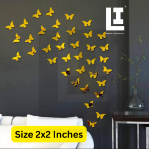 LIFEINNO | 3D Acrylic Butterfly Mirror Wall Decor | Reflective Decorative Wall Sticker | Home & Interior Decoration | Gold