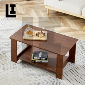 LIFEINNO | Modern Minimalist Rectangular Coffee Table - Double Layered MDF Wooden Tea Table & Center Storage Table for Living Room, Bedroom & Study Room