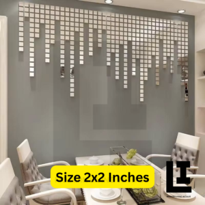 LIFEINNO | Mini Square Acrylic Mirror Wall Decal | Reflective Silver Wall Sticker | Home & Interior Decoration | Silver