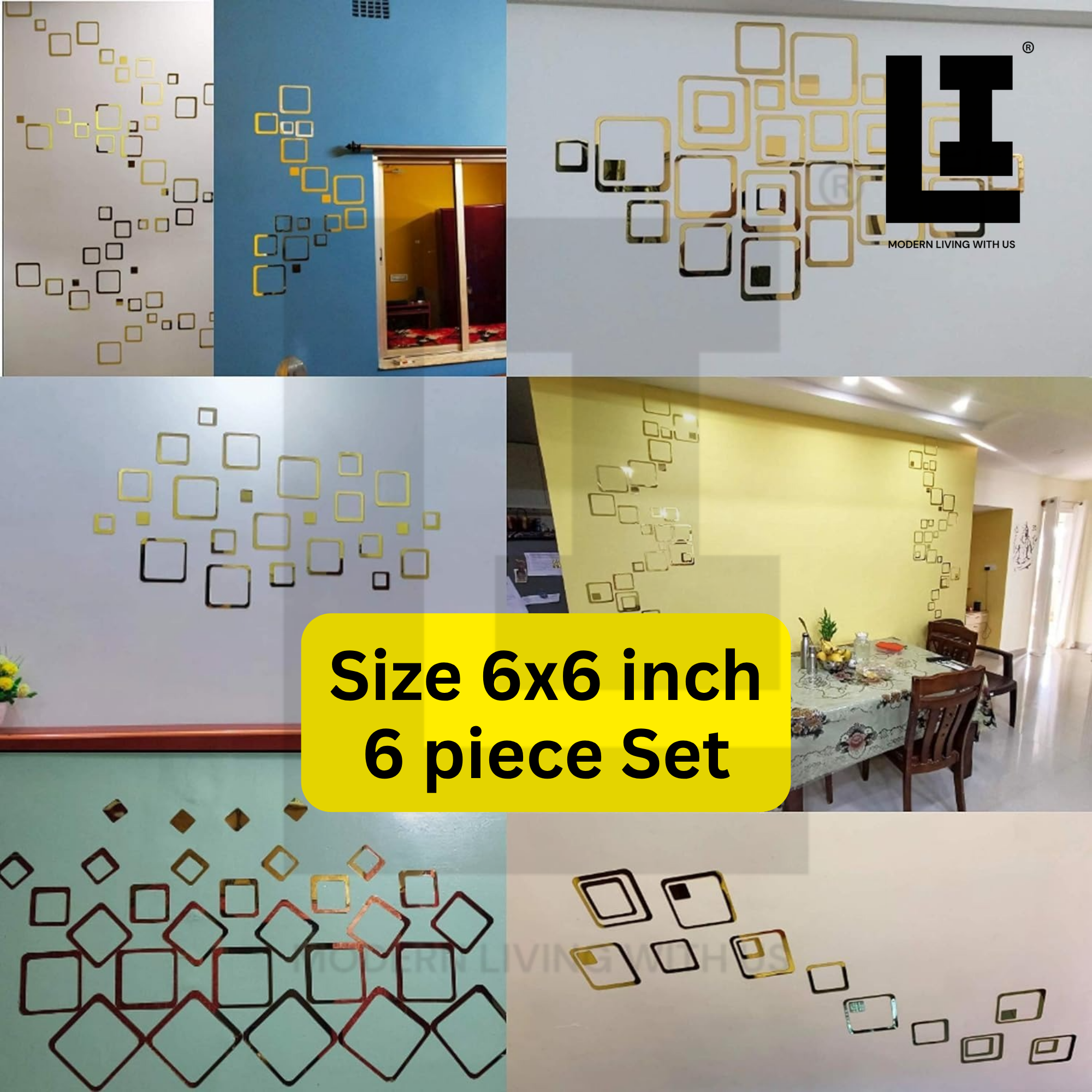 6dab2df1b00d6a40a0dafd5f809d5c38.png LIFEINNO | Geometric Square Acrylic Mirror Wall Art | Acrylic Mirror