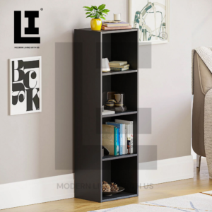LIFEINNO | Multipurpose MDF Wooden 4-Tier Book Rack & Open Shelf Storage Cabinet Organizer for Living Room, Bedroom & Office