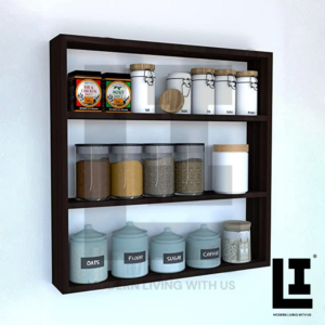 LIFEINNO | 3-Tier Wooden Kitchen Wall Shelf - Multipurpose Cabinet Sto