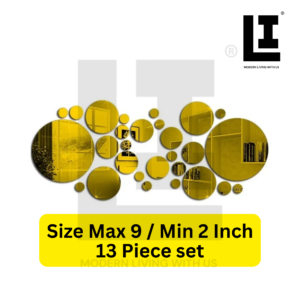 LIFEINNO | Modern Circle Abstract Wall Art Set | Acrylic Mirror Decorative Wall Design | Home Interior Wall Decoration | Golden