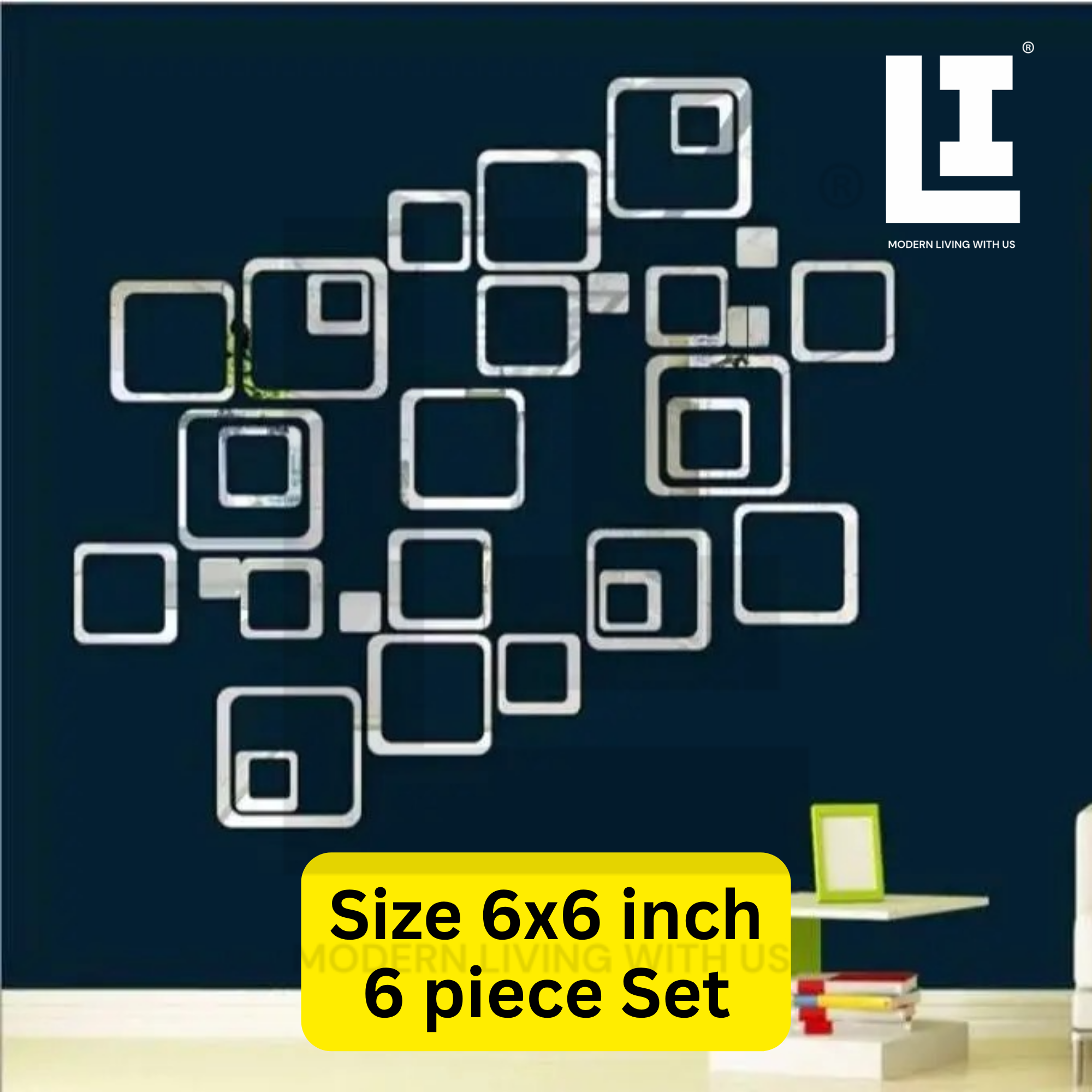 816e235e863aa1ab554476a06a211d0e.png LIFEINNO | Geometric Square Acrylic Mirror Wall Art | Acrylic Mirror