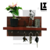LIFEINNO | Wall Mounted MDF Wooden Shelf with 5 Key Holder - Compact