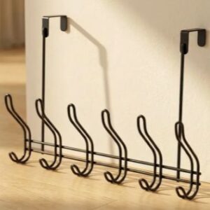LIFEINNO | Over The Door Hanger 6 Hooks Premium Chrome Plated Metal Space Saving Organizer Rack for Clothes Coats and Towels