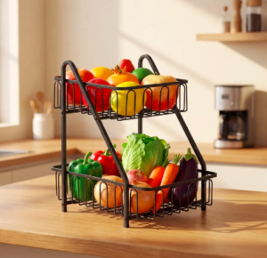 LIFEINNO | 2-Tier Countertop Fruit and Vegetable Organizer Premium Met