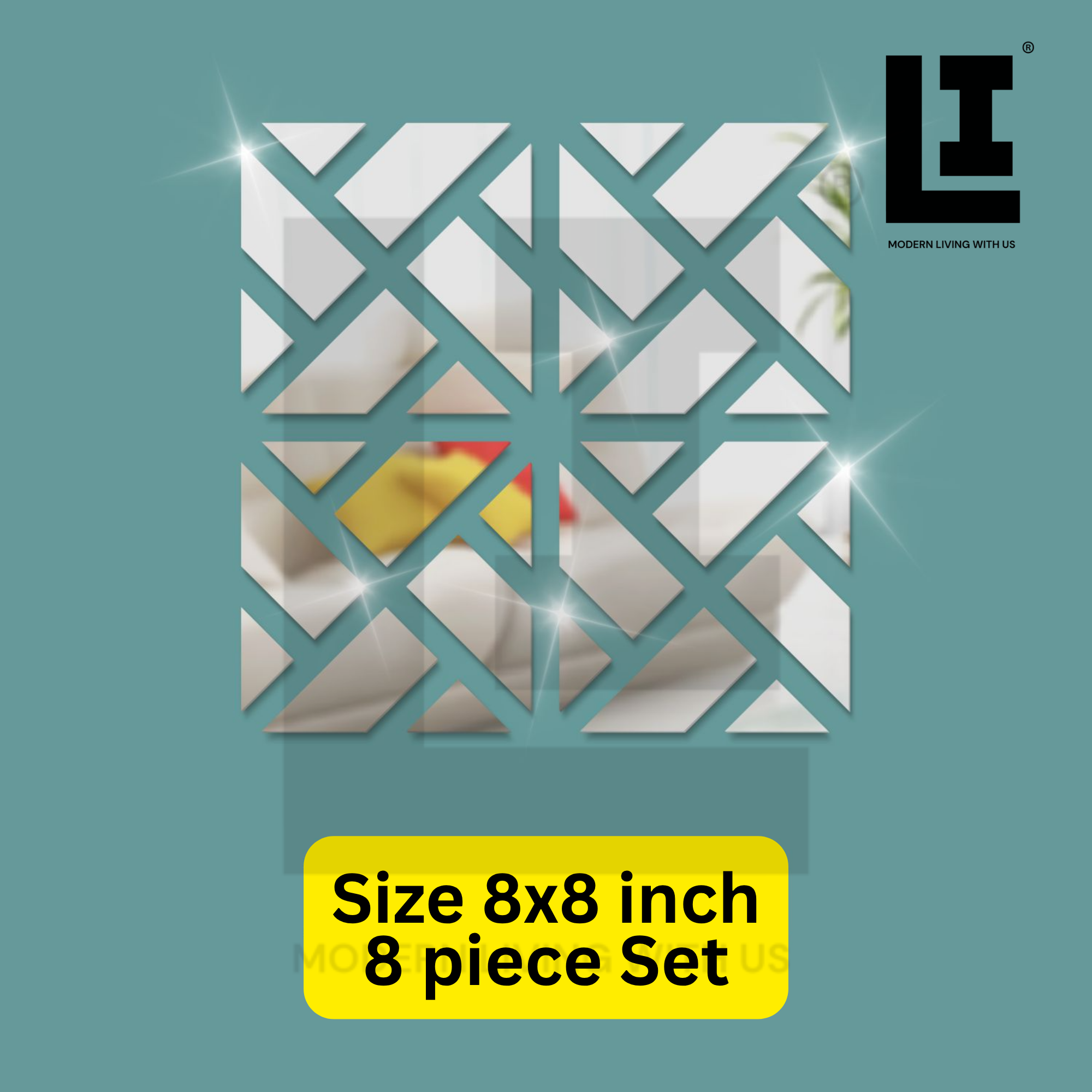 LIFEINNO | Abstract Geometric Square Cutting Acrylic Mirror Wall Art