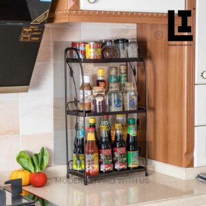 LIFEINNO | Premium 3-Tier Kitchen Spice Rack Countertop Organizer Heavy Duty Metal Storage Shelf