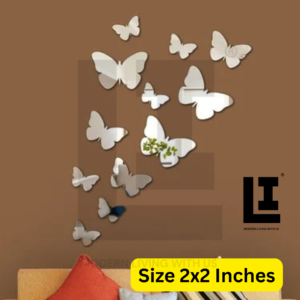 LIFEINNO | 3D Acrylic Butterfly Mirror Wall Decor | Acrylic Mirror Design | Home Wall Decoration | Silver