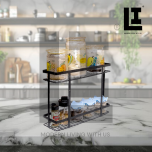 LIFEINNO | Premium 2-Tier Countertop Storage Rack Multipurpose Metal Organizer for Kitchen Bathroom and Makeup
