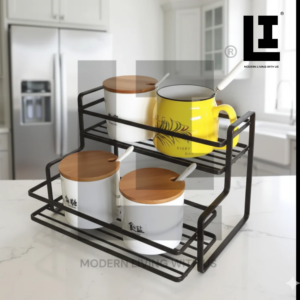 LIFEINNO | Multi Functional Organizer Metal Kitchen Storage Rack Cabinet Pantry Shelf Riser Model E