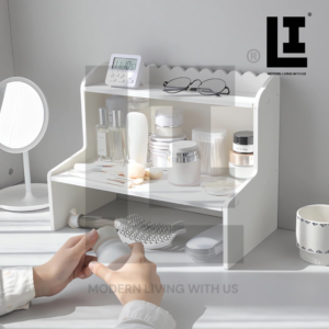 LIFEINNO | DIY Desktop Organizer Office Desk Storage Rack - Expandable White Tabletop Stand, Mini Bookcase & Cosmetics Stationery Display Shelf