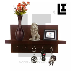 cdd162f294c24ee5b1029c7d0caa6740.png LIFEINNO | Wall Mounted MDF Wooden Shelf with 5 Key Holder - Compact E