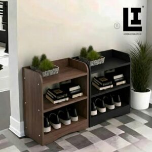 LIFEINNO | Multipurpose 3-Tier Wooden Shoe Rack - Space-Saving Entryway Organizer, Bookshelf & Side Table Storage Cabinet for Living Room, Bedroom & Office