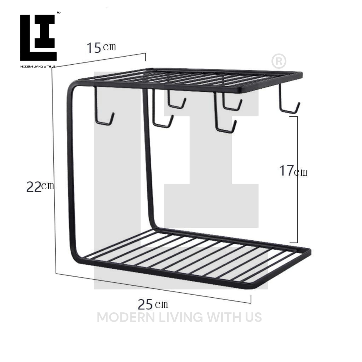LIFEINNO | Home & Lifestyle 6-Hooks Iron Coffee Rack Organizer