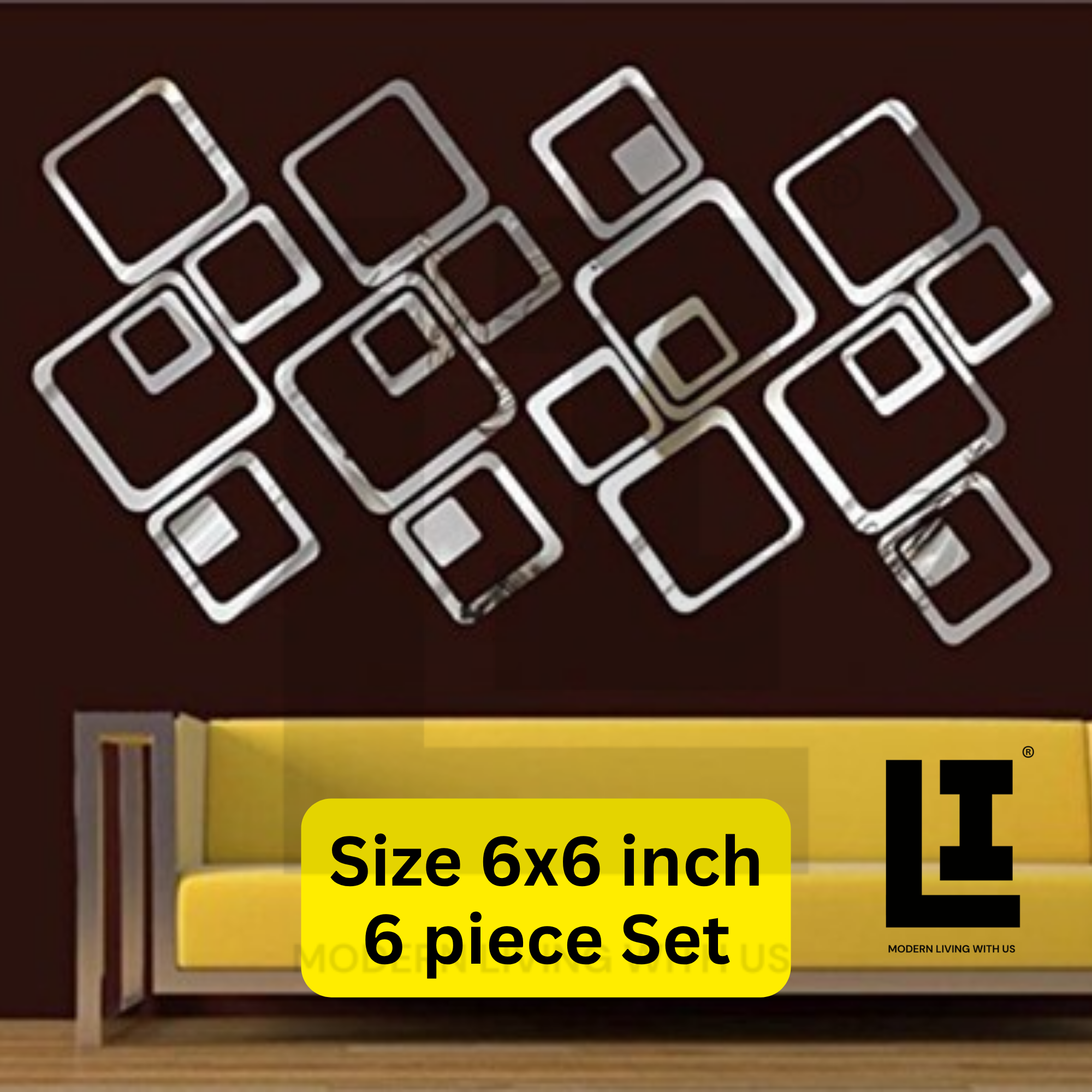 decef82b1fc3242cb5f9687d9fbc78a0.png LIFEINNO | Geometric Square Acrylic Mirror Wall Art | Acrylic Mirror