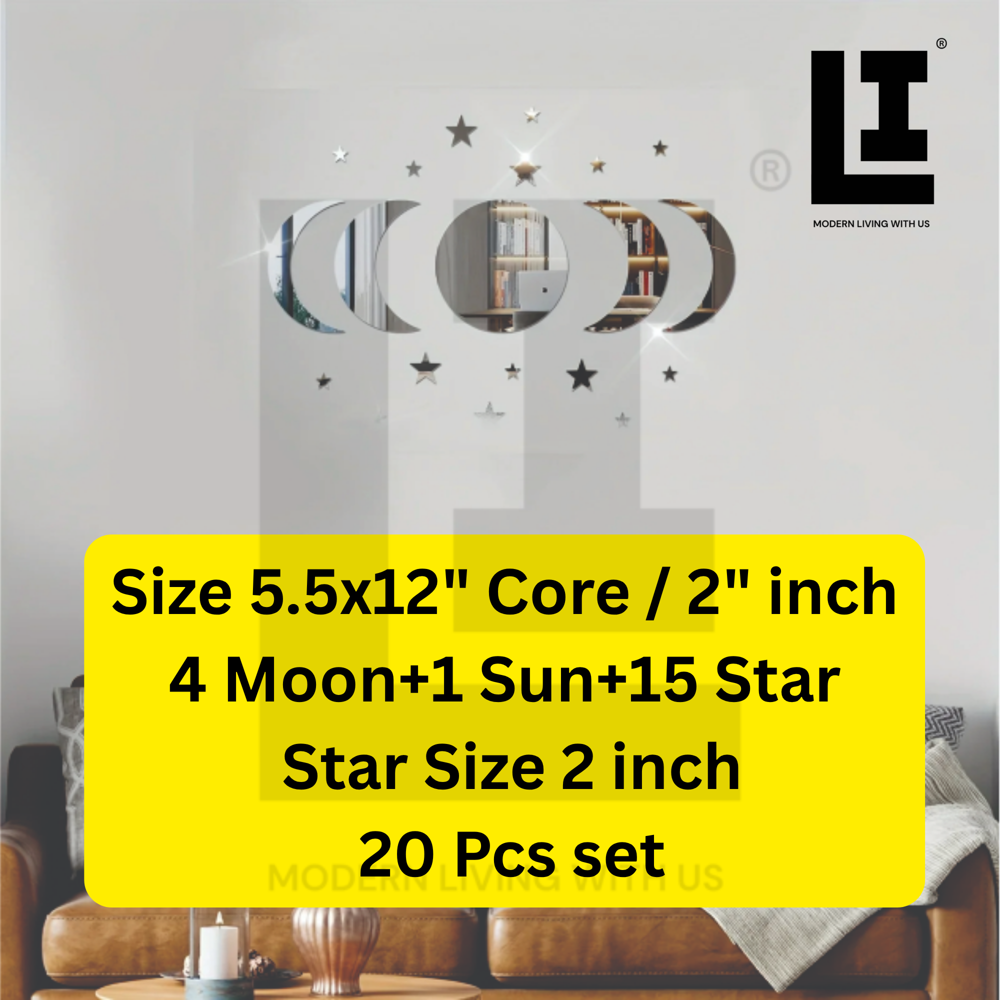 f0a9e447a22e6f381b0fed5a853c0fb8.png LIFEINNO | Celestial Moon Sun & Stars Acrylic Mirror Wall Art Set