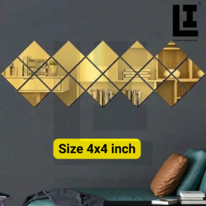 b4b239a030c47c33ae60f1fae09aa077.png LIFEINNO | Square Acrylic Mirror Wall Decal | Reflective Decorative Surface | Living Room Home Wall Decor | Gold